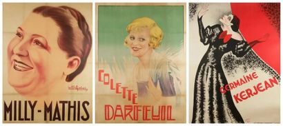 null Milly-Mathis - Colette Darfeuil - Germaine Kerjean 3 affiches par Gaston Girbal...