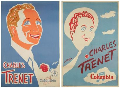null Charles Trenet 2 affiches par Charles Kiffer (1902 - 1992). Entoilées. B.E....