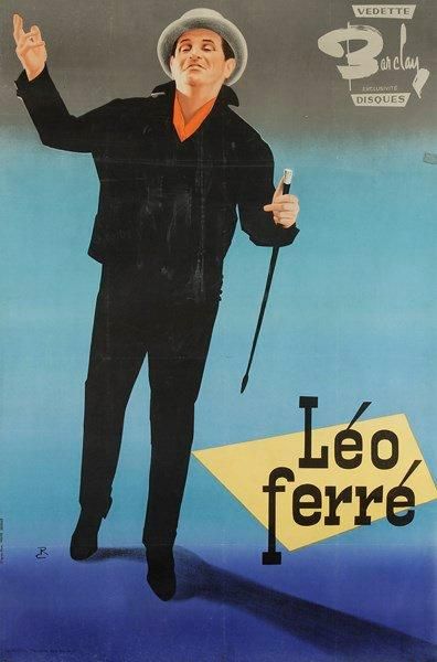 null Léo Ferré Affiche par R. C. Entoilée. B.E. (Traces de plis). 117 x 77 cm
