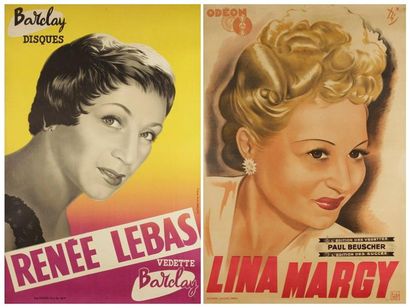 null Renée Lebas - Lina Margy 2 affiches dont 1 par Thi. Entoilées. B.E. (Petites...