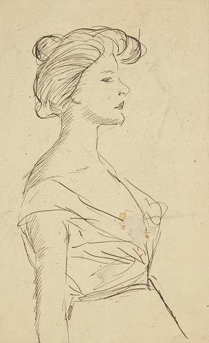 Théophile Alexandre STEINLEN (1859-1923) Portrait de femme en buste Plume. au dos,...