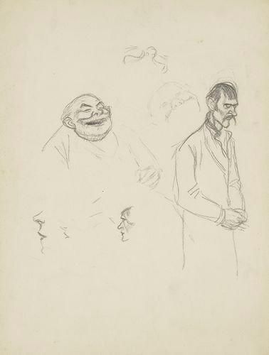 Théophile Alexandre STEINLEN (1859-1923) Caricature de Francisque Sarcey et d'un...