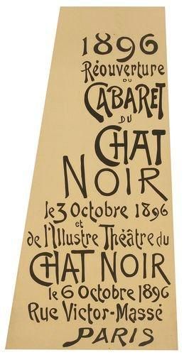 null Affiche du Chat Noir, pour la réouverture du cabaret, le 3 octobre 1896. Affiche...