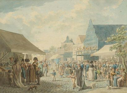 Jan Anthonie LAGENDYCK. (Rotterdam 1780 - Amsterdam 1818) Scène de foire. Plume et...
