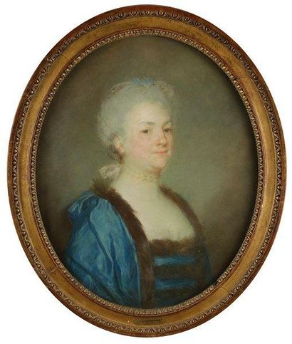 Jean-Baptiste PERRONNEAU (Paris 1715 - Amsterdam 1783) Portrait de femme en robe...
