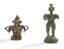 null Ganesh et divinité debout en bronze, Inde, Orissa ou Mahya Pradesh, XIXe-XXe...