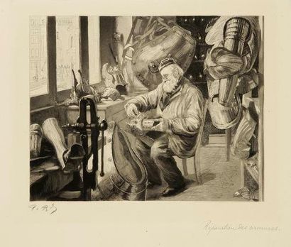 PAUL RENOUARD (1845-1924) Le Restaurateur des armures (à l?Opéra Garnier). Pl. pour...