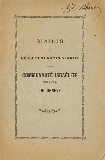 null [GENÈVE] Statuts et règlement administratif de la communauté israélite de Genève....