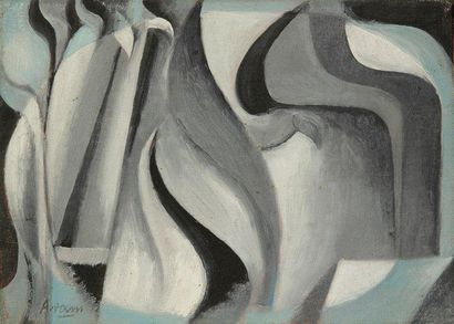 Gottlieb Michael ARAM (1908-1998) Composition, 1952 Huile sur toile. Signée en bas...