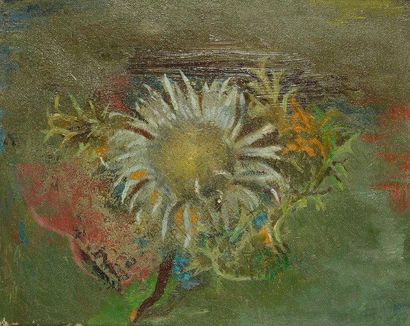 Nora AURIC (c.1900-1982) Le Chardon Huile sur toile. Non signée. 19 x 24 cm