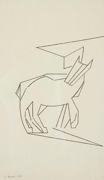 André BEAUDIN (1895-1979) Le Cheval, 1952 Encre. Signée et datée en bas à gauche....
