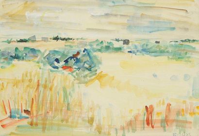 Richard BELLIAS (1921-1974) Paysage Aquarelle. Signée en bas à droite. 36,5 x 52,5...