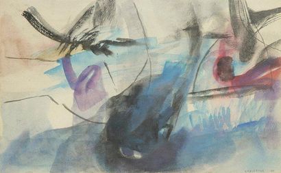 Christine BOUMEESTER (1904-1971) Composition, 1950 Aquarelle. Signée et datée en...