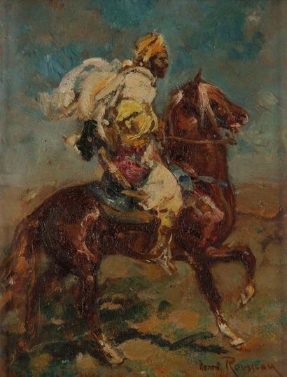 Henri Emilien ROUSSEAU (1875-1933) Étude de cavalier oriental. Huile sur panneau....
