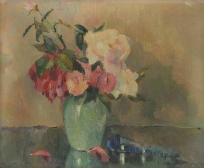 Robert-Antoine PINCHON (1886-1943) Vase de fleurs. Huile sur toile. Signée en bas...