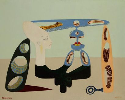 Michel TAPIÉ (1909-1987) Désertique, 1937. Huile sur toile. Signée et datée en bas...