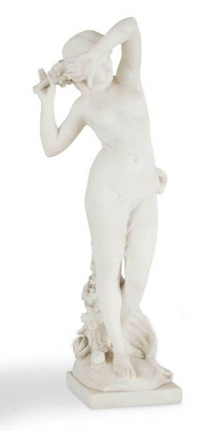 null L. FELLI (XIXe-XXe)
Nymphe au bouquet de roses, circa 1900
Sculpture en marbre...