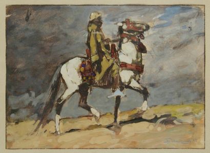 null Henri DELUERMOZ (1876-1943)
Cavalier marocain, 1941 
Aquarelle.
Signée et datée...