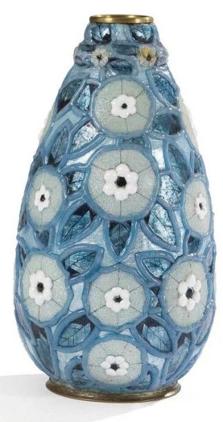 null Jules SARLANDIE 
(1874-1936) à Limoges
Vase piriforme à col doublement renflé....