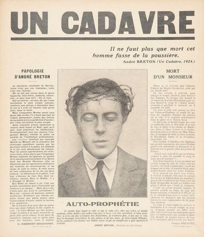 null [BRETON (André)]. Un Cadavre. [Paris : impri. Sp. du Cadavre, 15 janvier 1930]....
