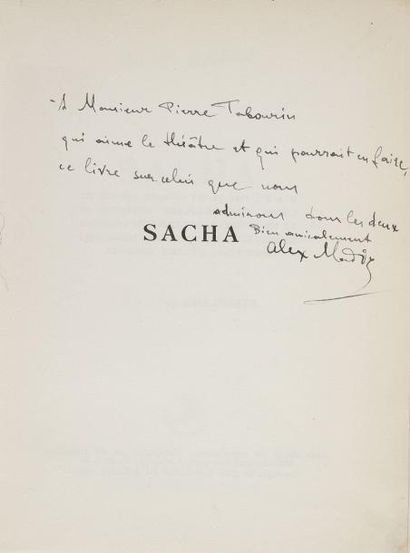 [GUITRY (Sacha)] MADIS (Alex) Sacha (Éditions de l'Élan, 1950). In-8, broché. Édition...