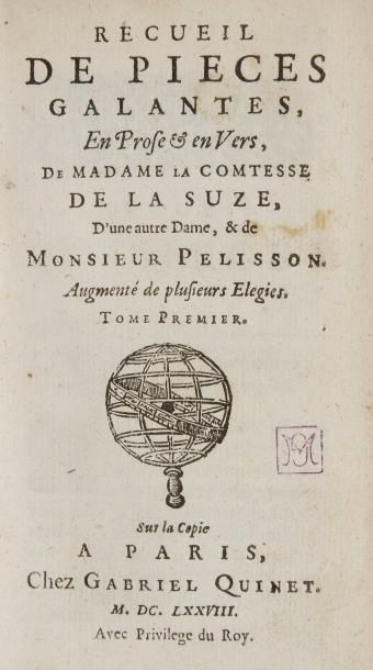 LA SUZE (Henriette de Coligny, comtesse de) Recueil de pièces galantes, En Prose...