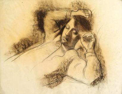 Amédée de LA PATELLIERE (1890-1932) La dormeuse Crayon noir et fusain. 38,5 x 48...