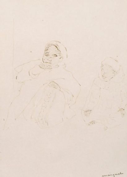 Albert Marquet (1875-1947) Femme berbère Dessin à la plume, signé en bas à droite....