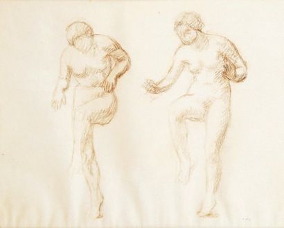 Ker-Xavier ROUSSEL (1867-1944) Étude pour figure dansante Dessin au crayon brun sur...