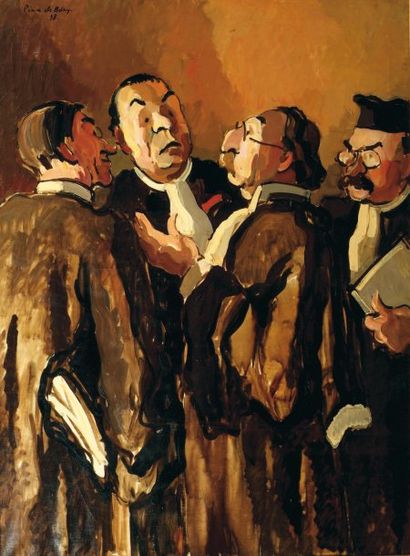 Pierre DE BELAY (1890-1947) Les avocats, 1935 Huile sur toile, signée et datée 35...