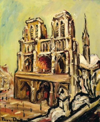 Pierre DUMONT (1884-1936) Notre-Dame de Paris en hiver Huile sur toile. Signée en...