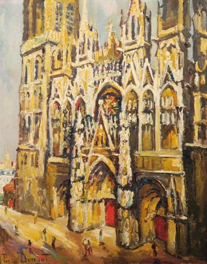 Pierre DUMONT (1884-1936) La cathédrale Notre-Dame de Rouen Huile sur toile. Signée...