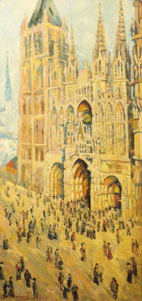 Pierre DUMONT (1884-1936) La cathédrale de Rouen Huile sur toile. Signée en bas à...