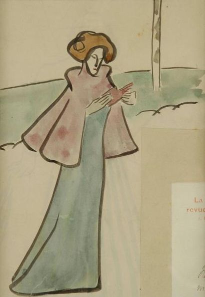 GEORGE BOTTINI (1874-1907) Femme lisant dans un paysage, vers 1895-1896. Aquarelle...