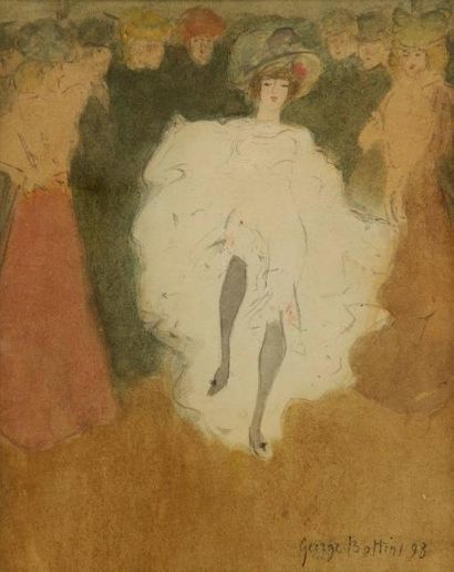 GEORGE BOTTINI (1874-1907) Danseuse de french-cancan, 1898. Aquarelle et encre de...