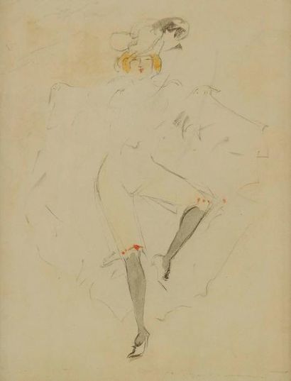 GEORGE BOTTINI (1874-1907) Danseuse de french-cancan. Dessin à l'encre de chine et...