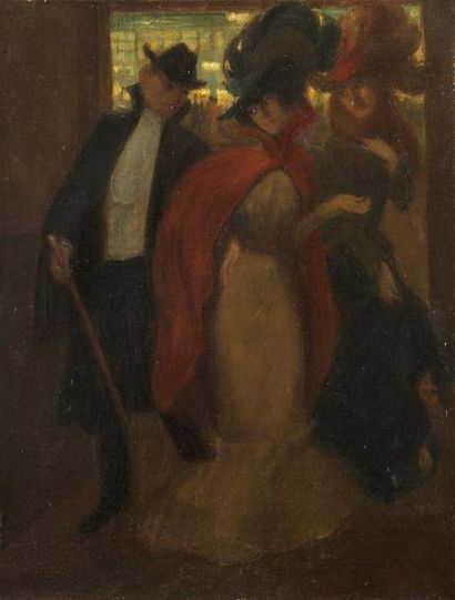 GEORGE BOTTINI (1874-1907) Sortie de bar, 1904. Huile sur toile. Signée et datée...