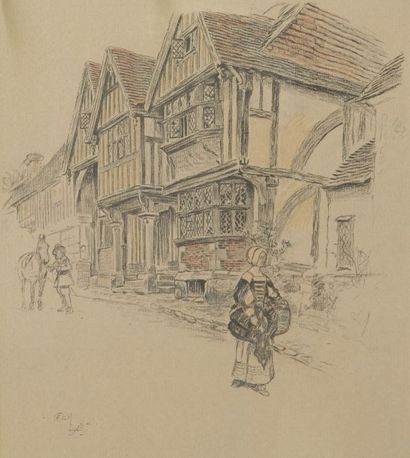 null Cecil ALDIN (1870-1935)
L’Auberge George ; La Croix d’Or à Oxford
Lithographie.
Signées...