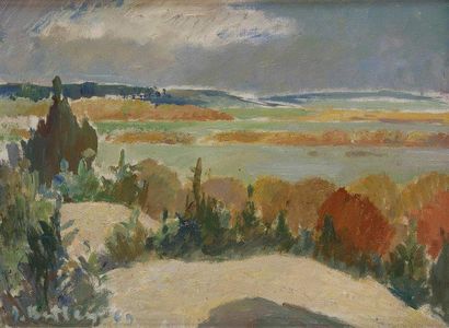 Jan BETLEY [polonais] (1908-1980) La Forêt de Kampinos, 1969 Huile sur toile. Signée...