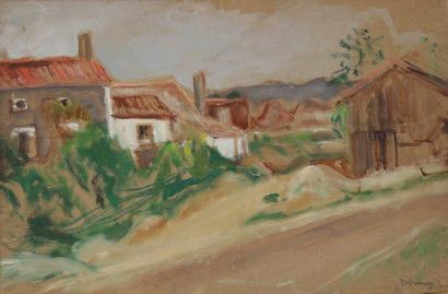 Isaac DOBRINSKY (1891-1973) Le Fleix, 1944 Huile sur toile. Signée en bas à droite....