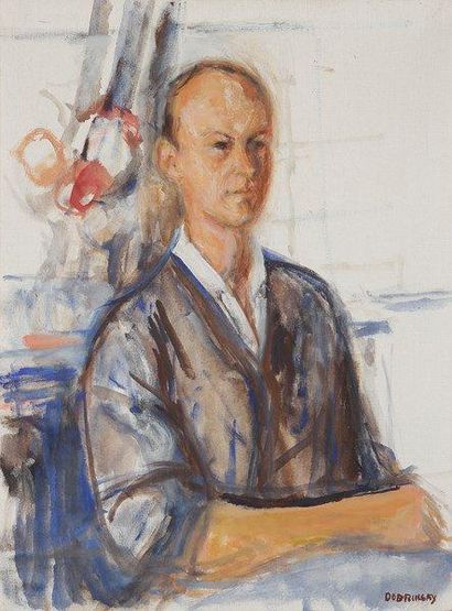 Isaac DOBRINSKY (1891-1973) Homme assis Huile sur toile. Signée en bas à droite....
