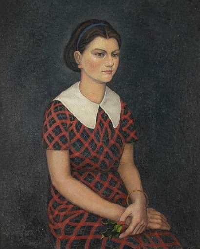 Pierre DUBREUIL (1891-1970) Jeune fille Huile sur toile. Signée et titrée au dos....