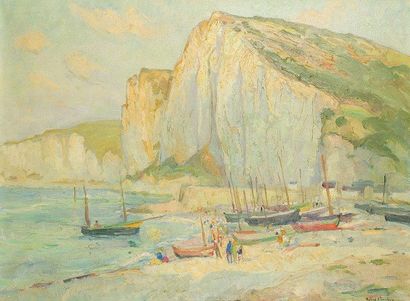 Robert-Antoine PINCHON (1886-1943) Falaises d'Étretat Huile sur toile. Signée en...