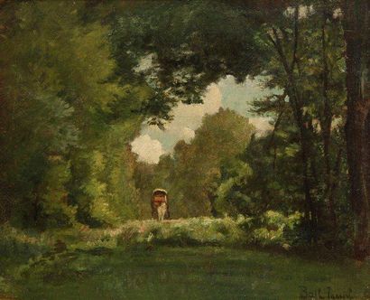 Joseph BAIL (1862-1921) Charette sur le chemin Huile sur toile. Signée en bas à droite....