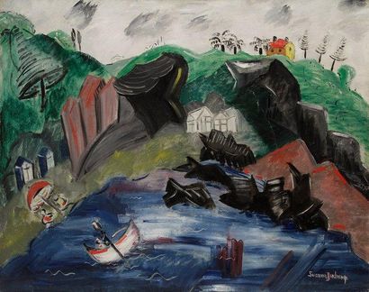 Suzanne DUCHAMP (1889-1963) Bord de mer Huile sur toile. Signée en bas à droite....
