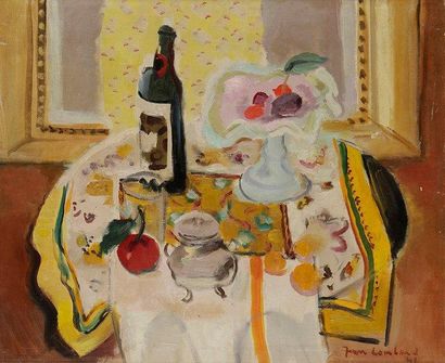 Jean LOMBARD (1895-1983) La Table mise, 1941 Huile sur toile. Signée et datée en...