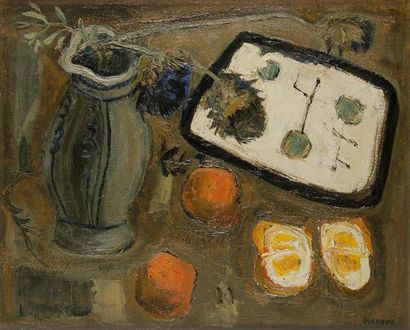 Raymond GUERRIER (1920-2002) Les Oranges, 1952 Huile sur toile. Signée en bas à droite....