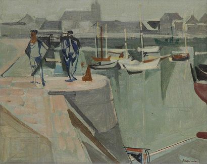 Jacques DESPIERRE (1912-1995) Le Port Huile sur toile. Signée en bas à droite. 33...