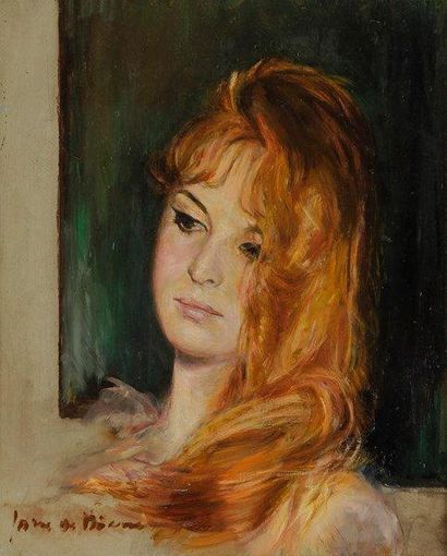 Jacques FAVRE de THIERRENS (1895-1973) Portrait de jeune femme Huile sur isorel....
