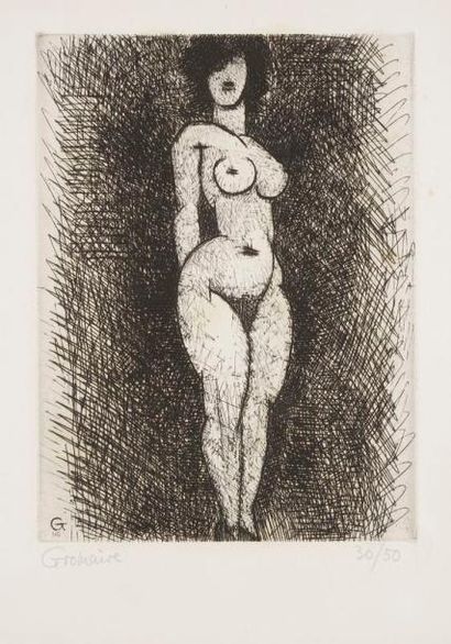 Marcel GROMAIRE (1892-1971) Nu debout. 1935. Eau-forte. 178 x 237. Gromaire 110....